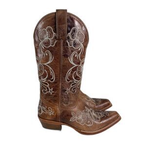 Shyanne Western Boots Women’s 6.5 Brown Floral Embroidered Leather